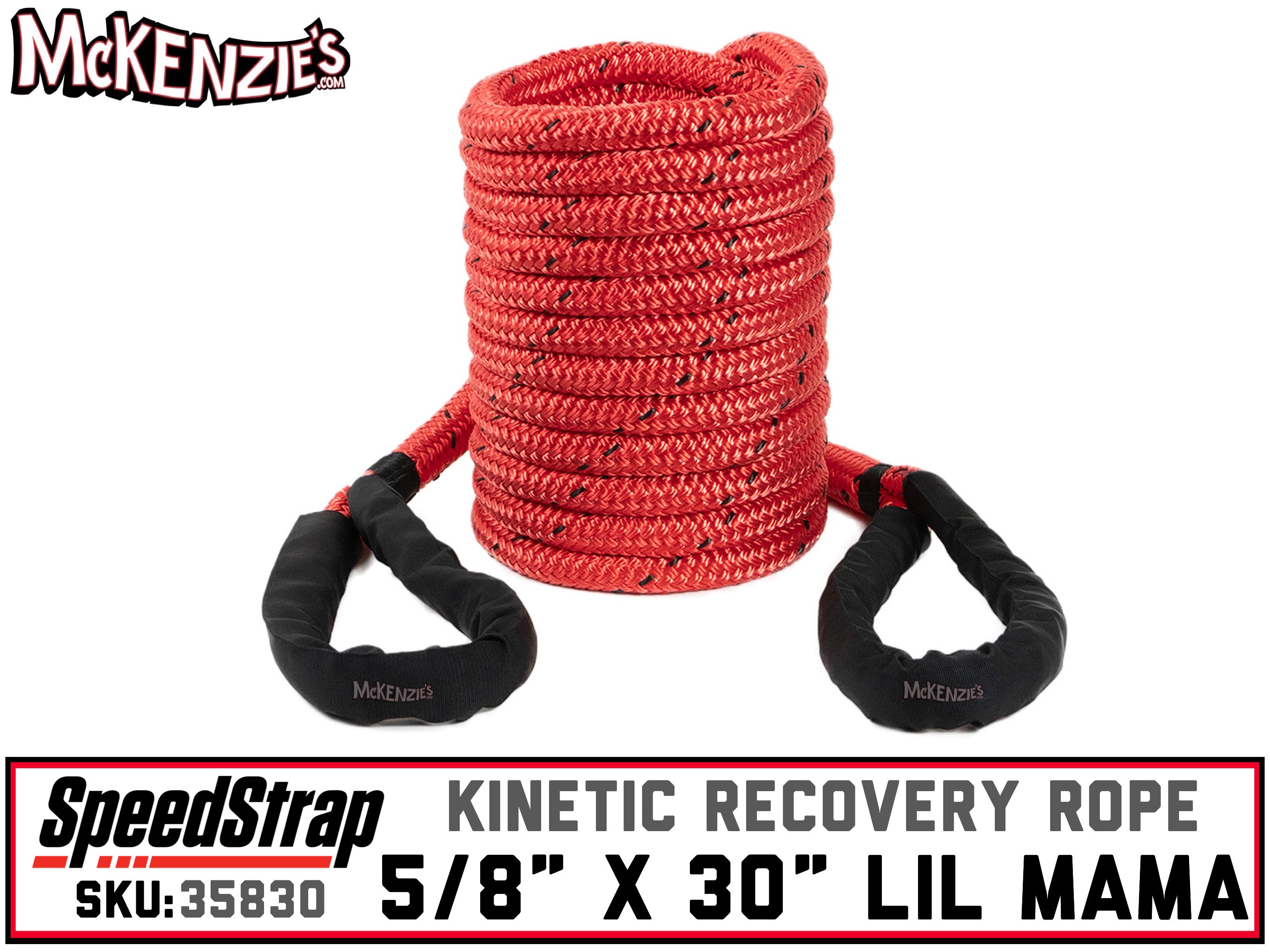 5/8 x 30FT LIL MAMA, Kinetic Recovery Rope, 14,800lbs MRC, Speed S