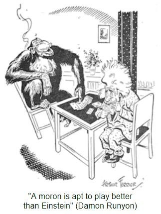 (An old cartoon mocking the complexity and simplicity of Gin Rummy)