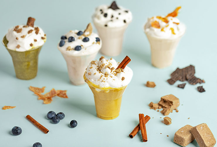 Array of dog friendly milk shakes