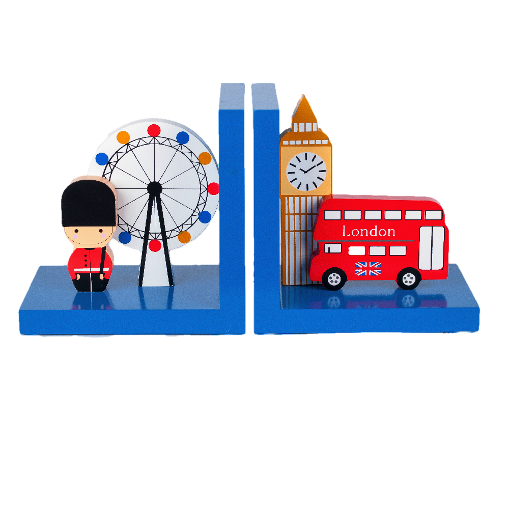 Childrens London Bus Wooden Bookends By Tinkie Toys