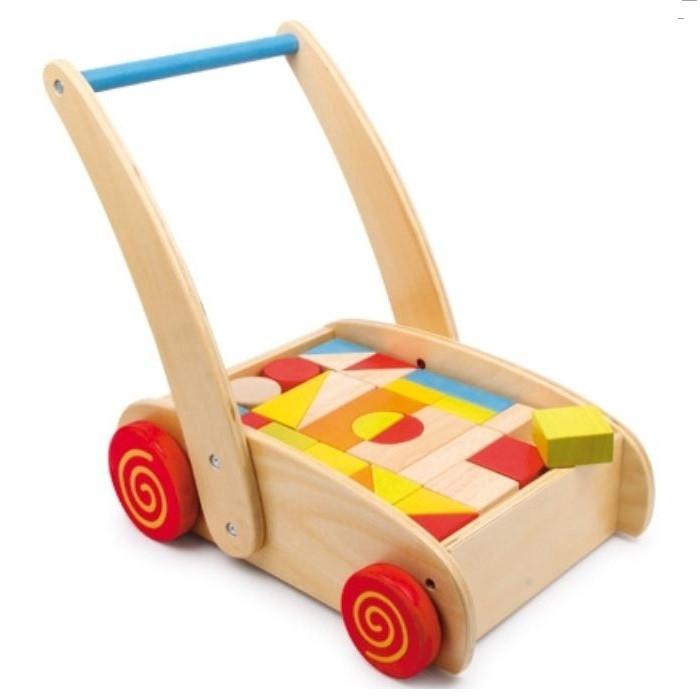 wooden baby walker with bricks