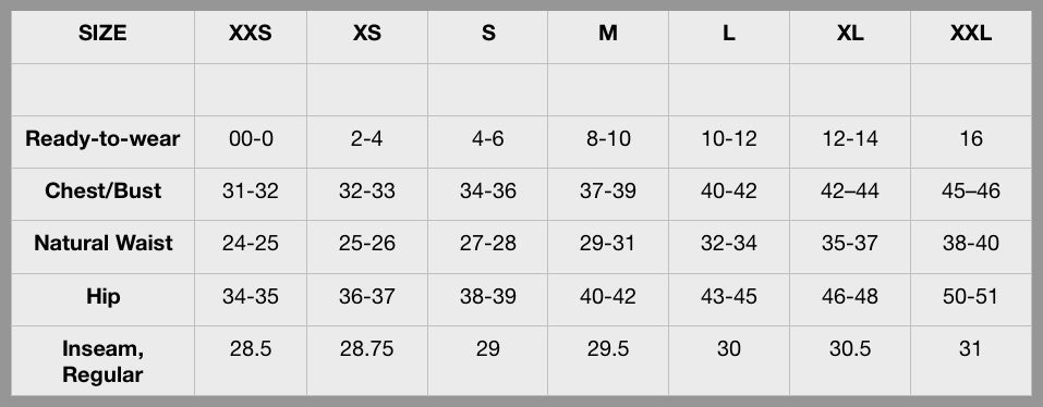 Harley Scrubs Size Chart | Fabled: Fashionable Scrubs Online