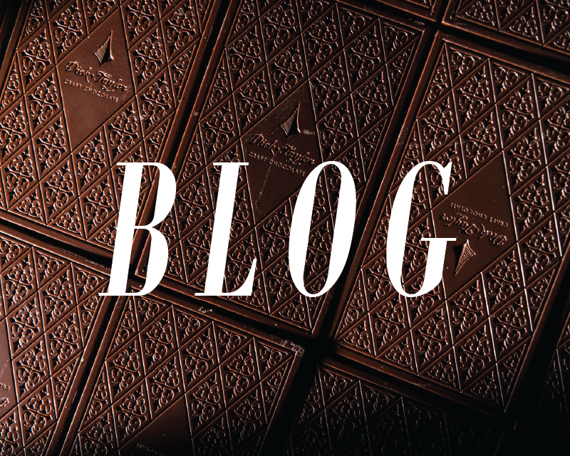 Blog button with a sheet of Dick Taylor chocolate bars