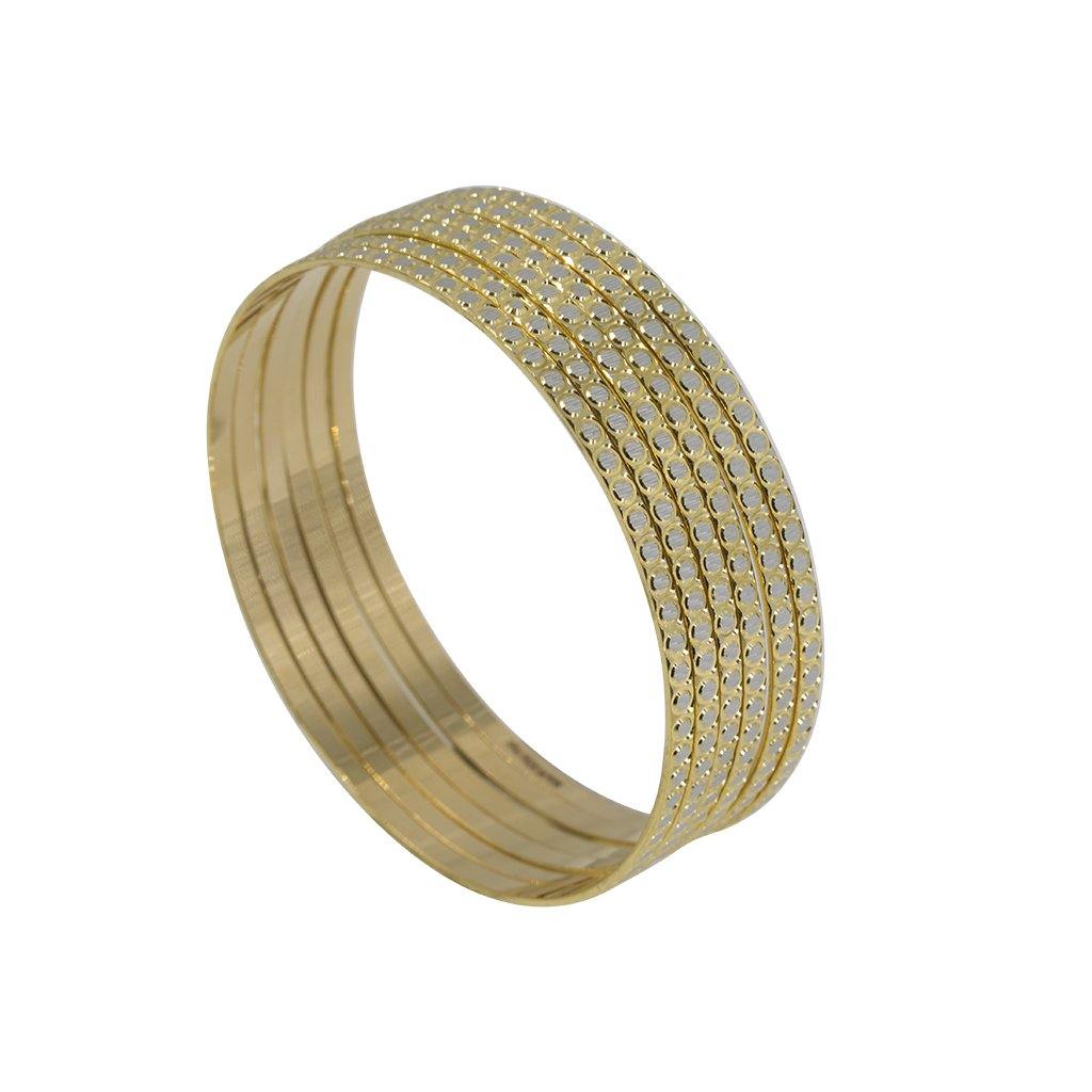 22k Multi Tone Gold Bangles Set Of 6 W White Gold Circle