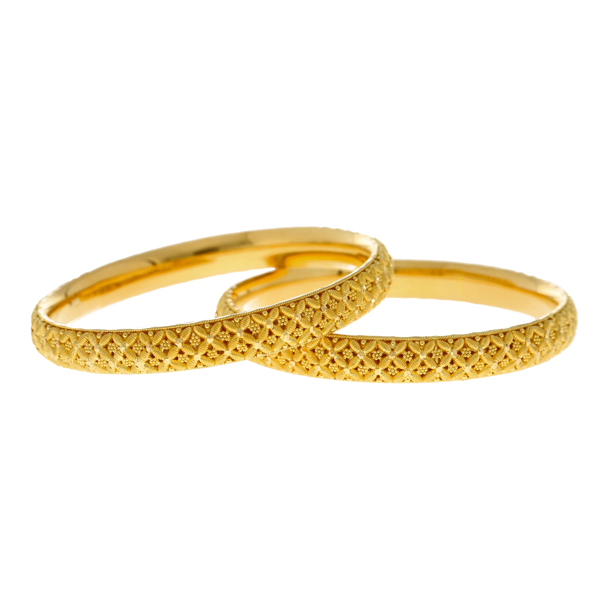 22K Yellow Gold Artisan Bangle Set of 2 (40.9 grams)