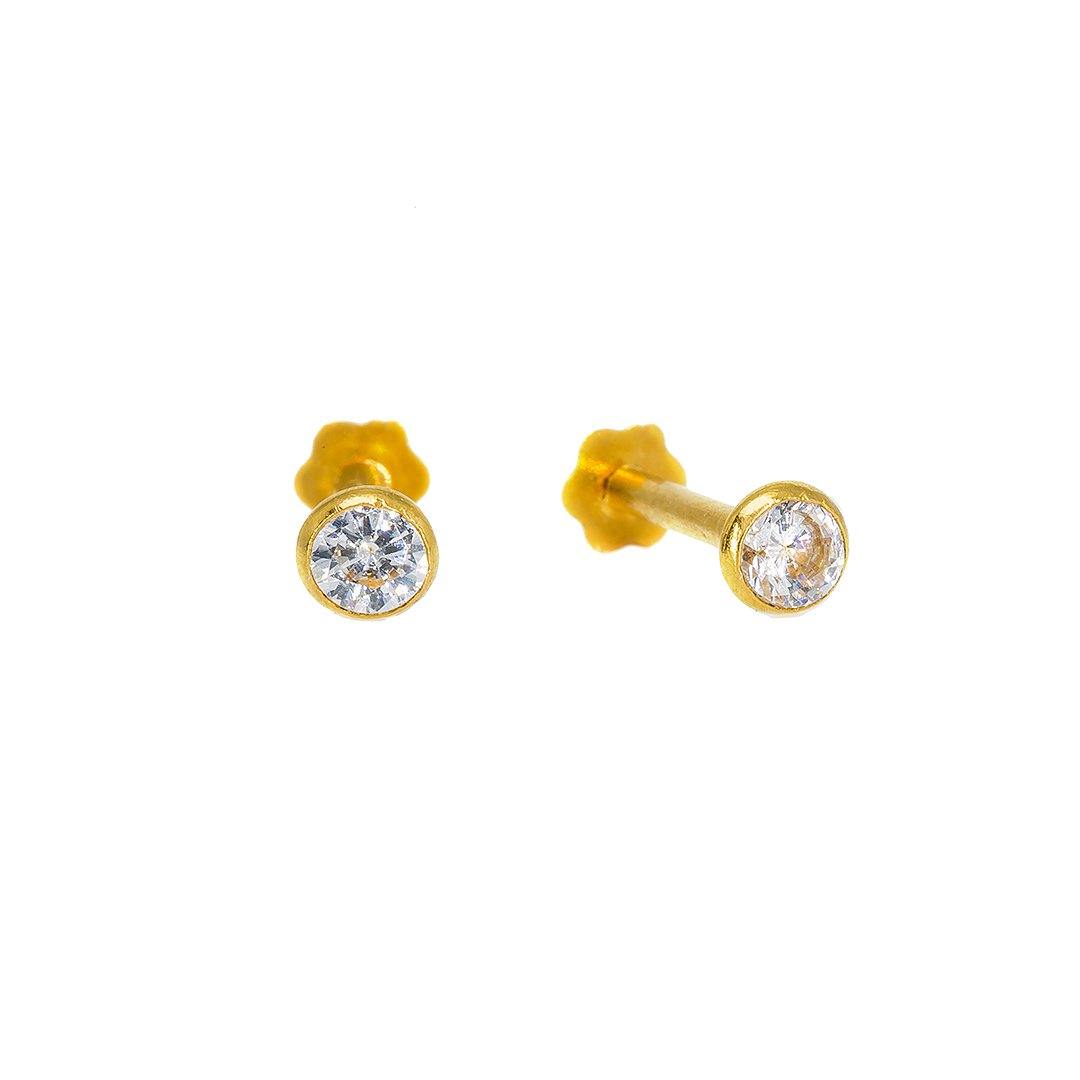 22K Yellow Gold Nose Pin W/ Bezel Set 