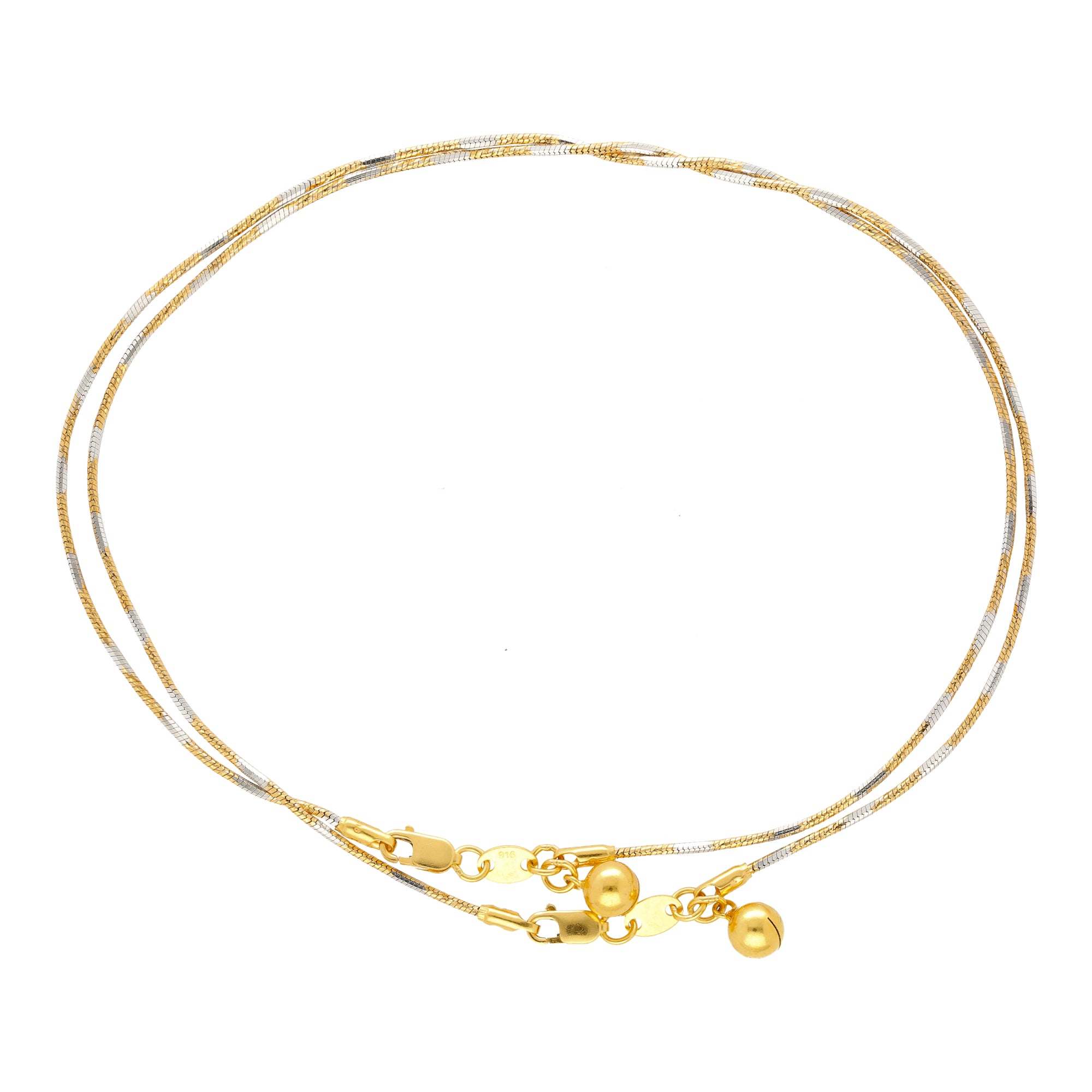 22K Muti-Tone Gold Rope Anklets (9 grams)
