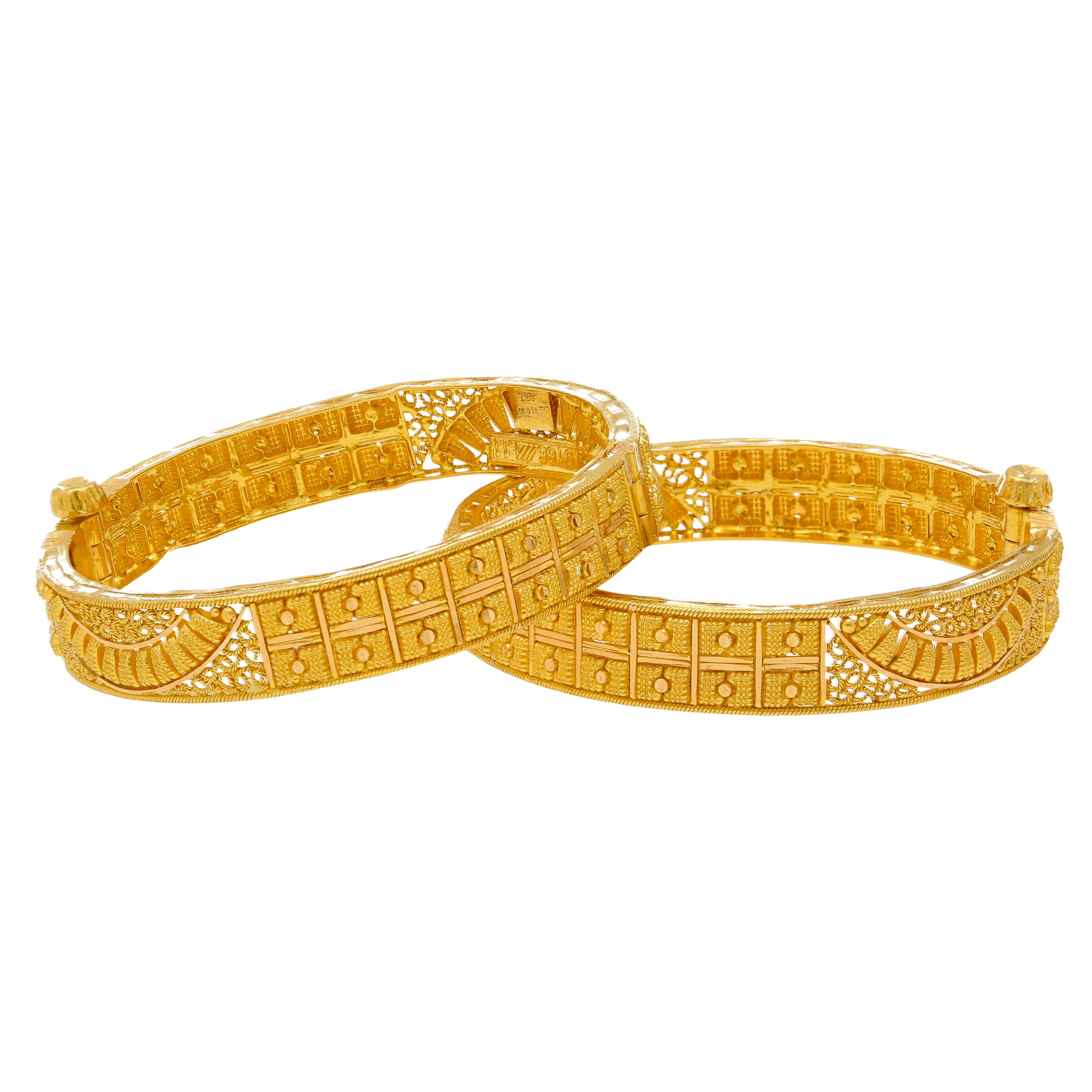 22K Yellow Gold & Filigree Kids Bangle Set of 2