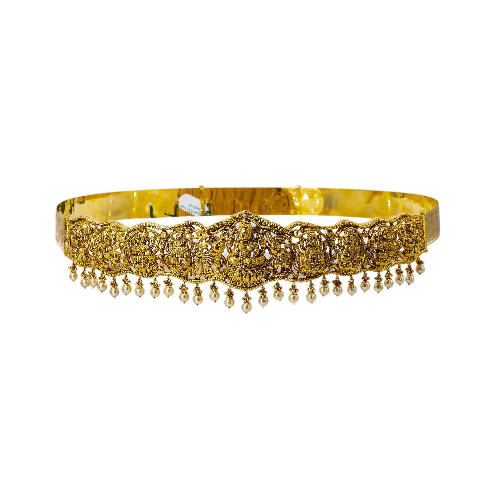 22K Antique Laxmi Vaddanam Waist Belt - Order 22K Jewelry With Gems ...