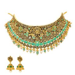 22K Antique Gold Chandbali Choker Set (101.9gm) – Virani Jewelers