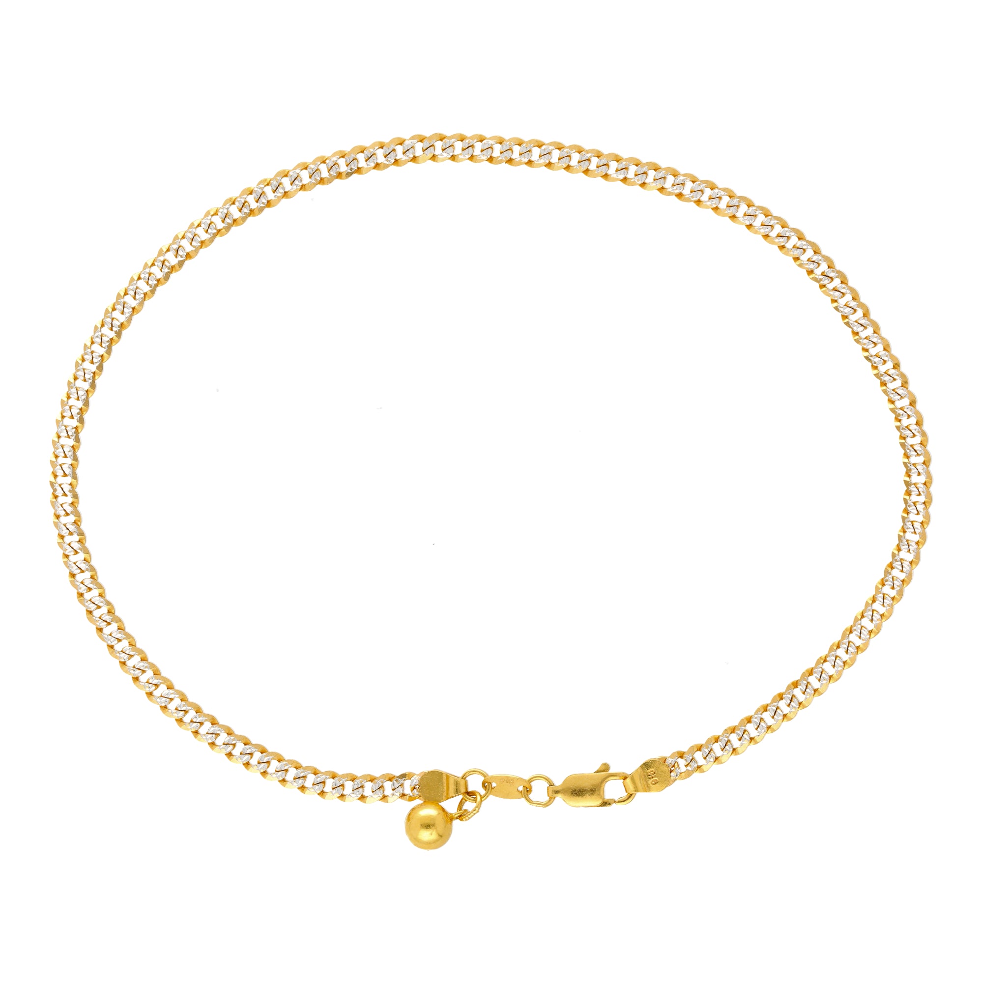 22K Muti-Tone Gold Cuban Link Anklets (9.3 grams)