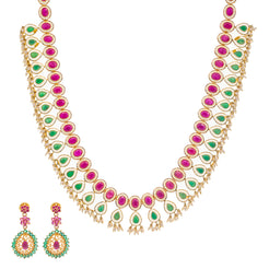 22K Yellow Gold & Enamel Peacock Long Necklace Set (104.4gm) – Virani  Jewelers