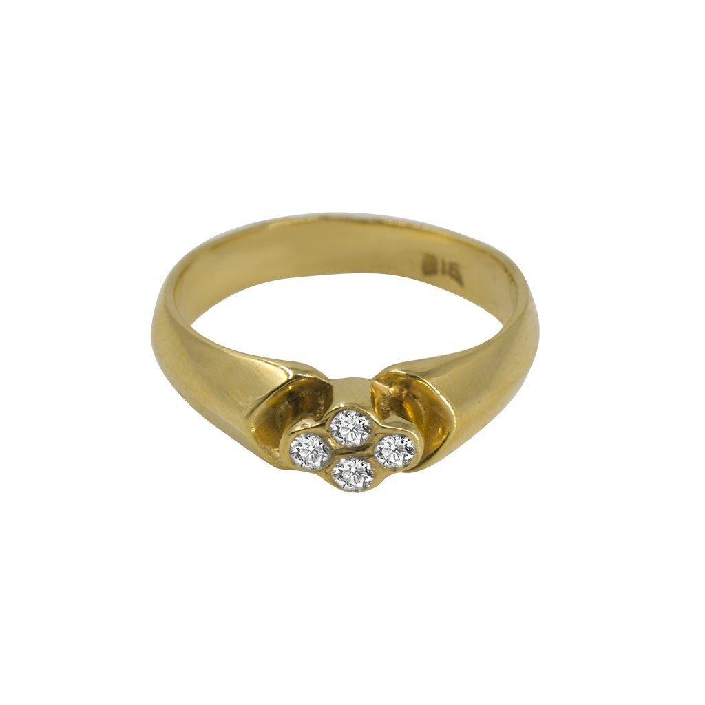 22K Yellow Gold Ring W/ CZ Gems on Thick Smooth Band – Virani Jewelers