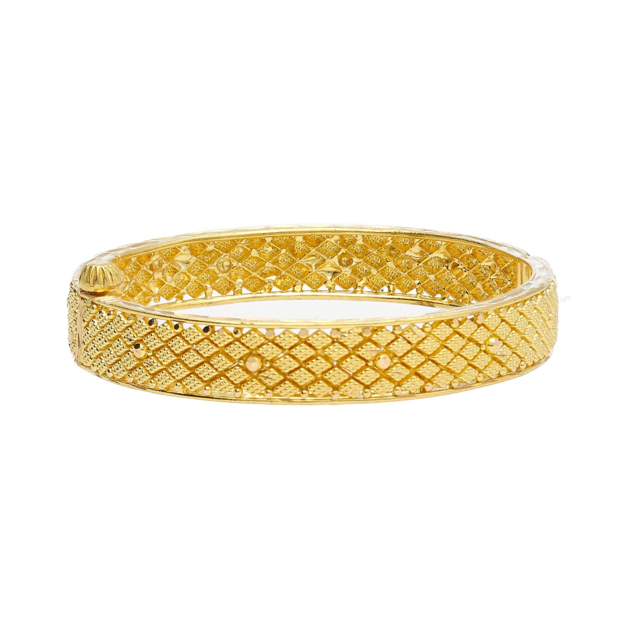 22K Yellow Gold Baby Bangle W/ Filigree & Screw Hinge – Virani Jewelers