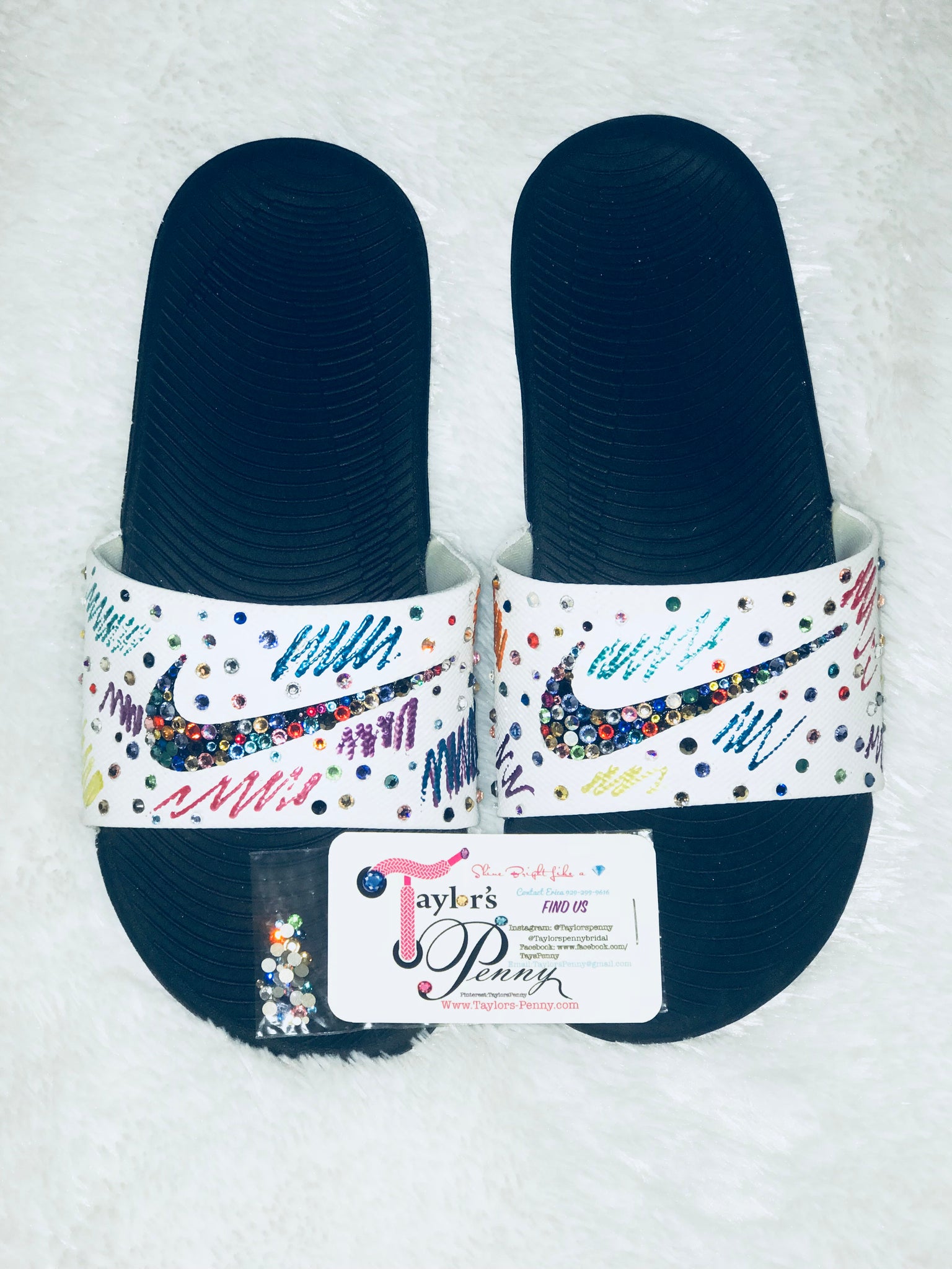 blinged out nike slides