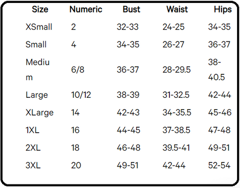 unique vintage size chart lana rose fashion