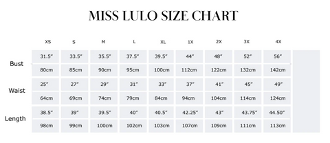 miss lulo size chart lana rose fashion