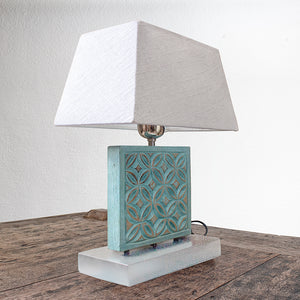 blue wood table lamp