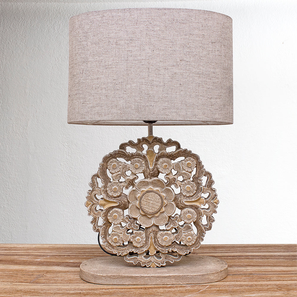 distressed stone table lamp