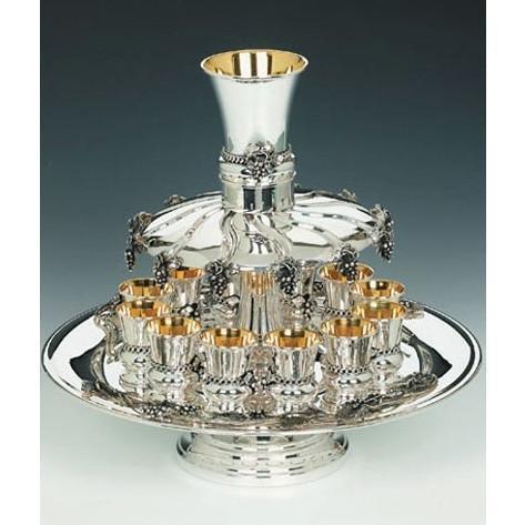 Filigree Wine Fountain 6 Cups Sterling Silver