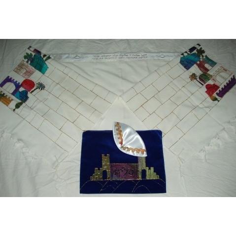 Jerusalem  Tallit & Velvet Bag Set