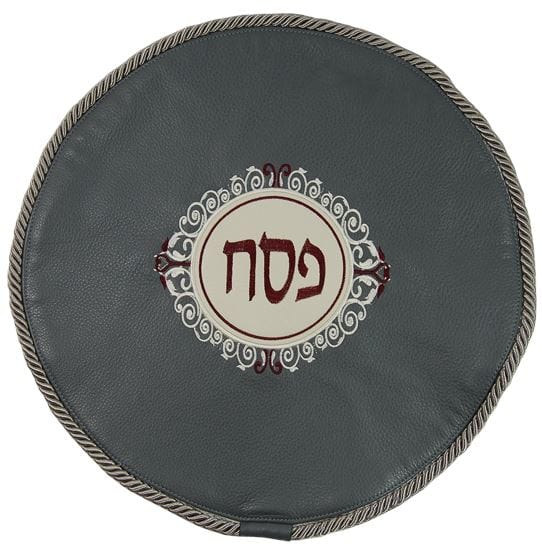 Leather Matzah Cover Circular applique MA280-LG