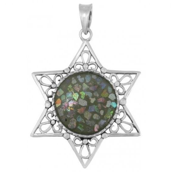 Roman Glass Star Necklace Pendant