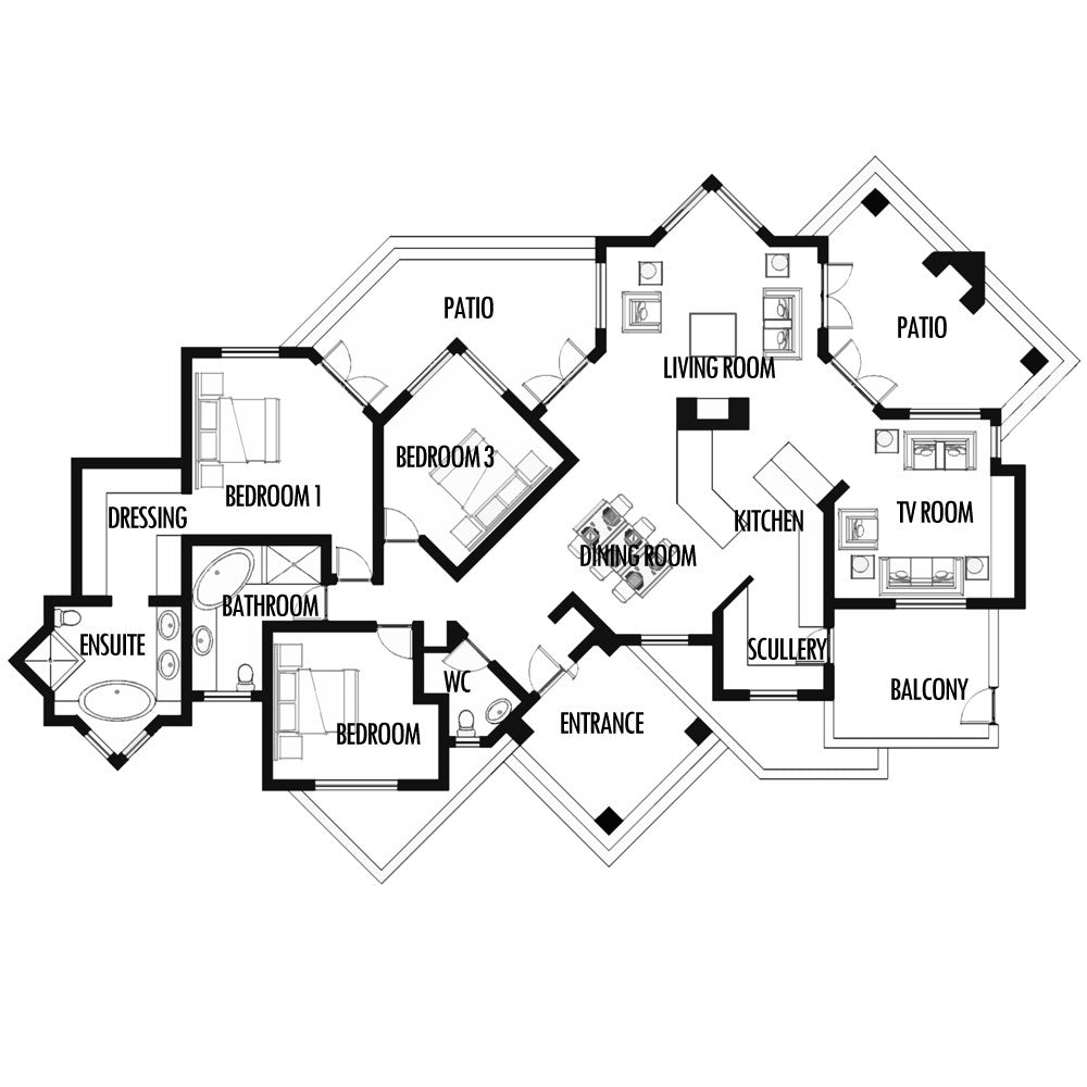 3 Bedroom Floor Plan 239m2 FLOOR PLAN ONLY - HousePlansHQ