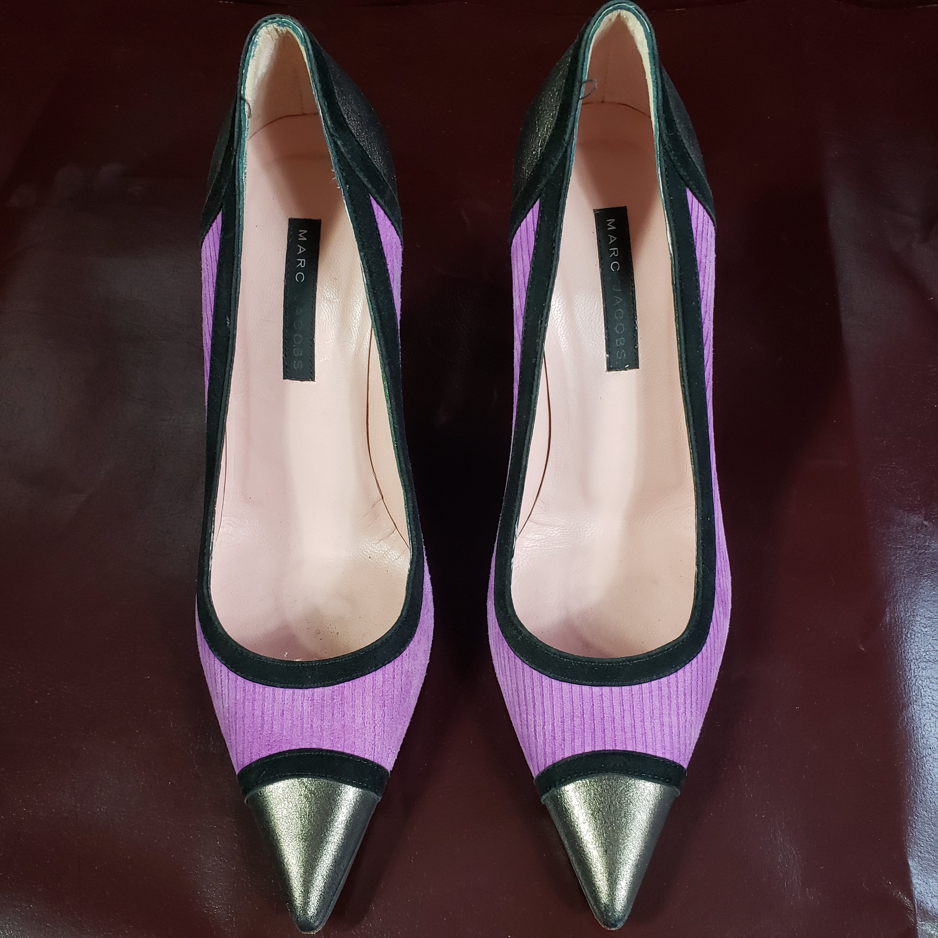 purple pointed toe heels