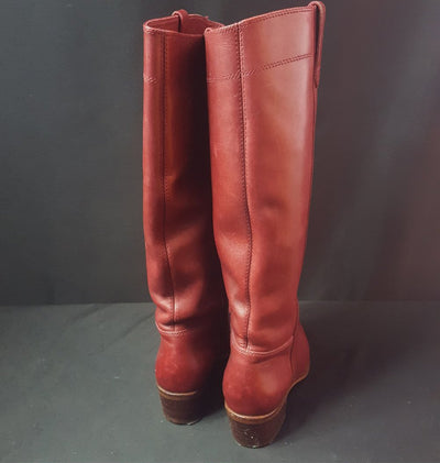 red leather riding boots