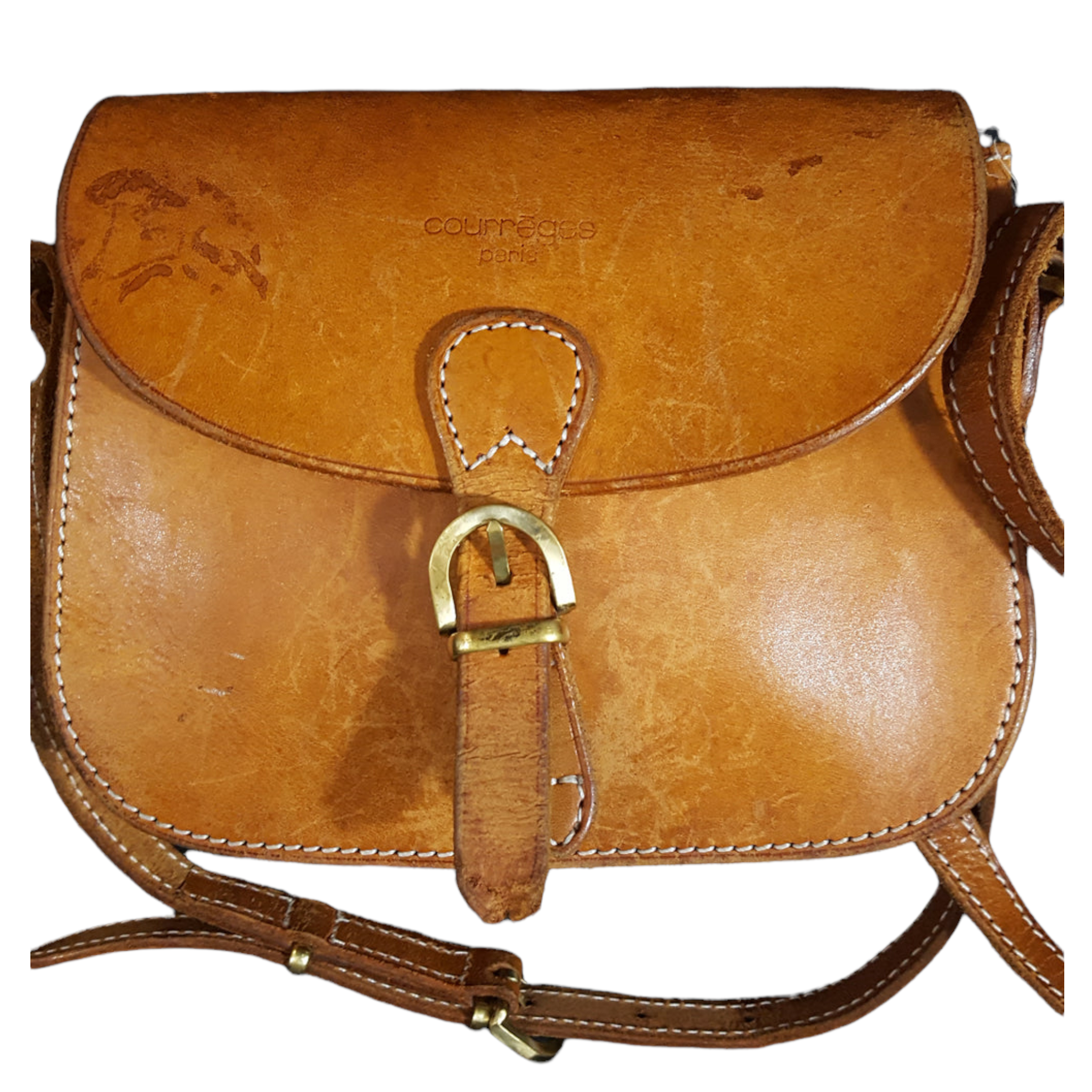 Vintage Courreges Paris Leather Crossbody Saddle Bag by Courreges