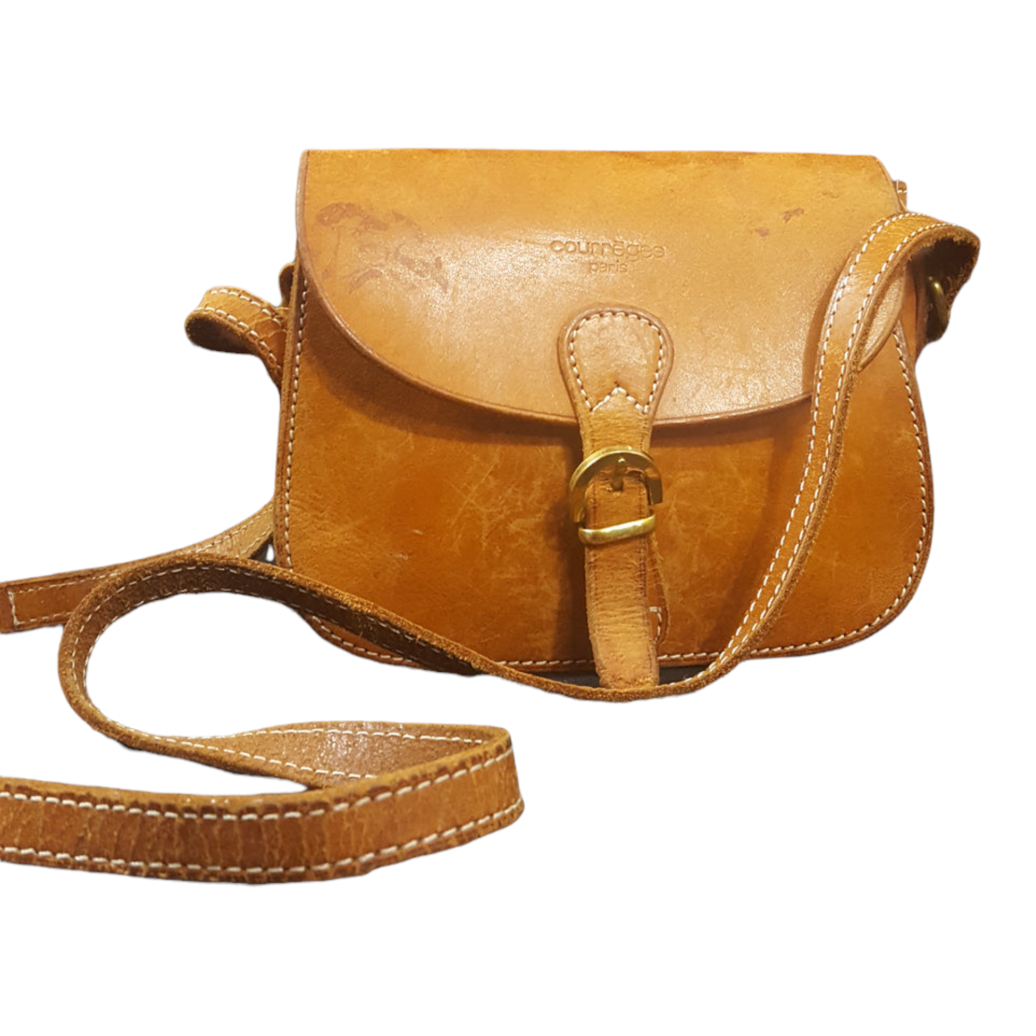 Vintage Courreges Paris Leather Crossbody Saddle Bag by Courreges