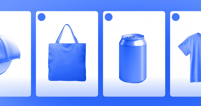 Illustration der Facebook Werbebibliothek, bei der verschiedene Produkt-Ads zu Kleidungsstücken und einer Getränkedose in einer Slideshow in blauer Farbe dargestellt werden