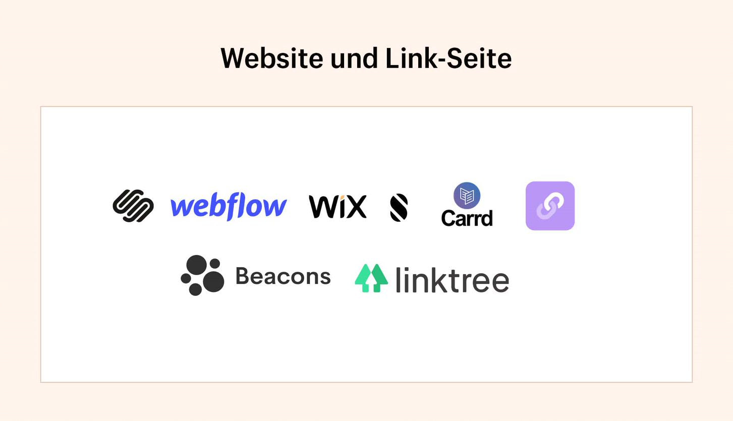 Websites und Link-Seiten des Tech-Stacks für kreative Content-Ersteller