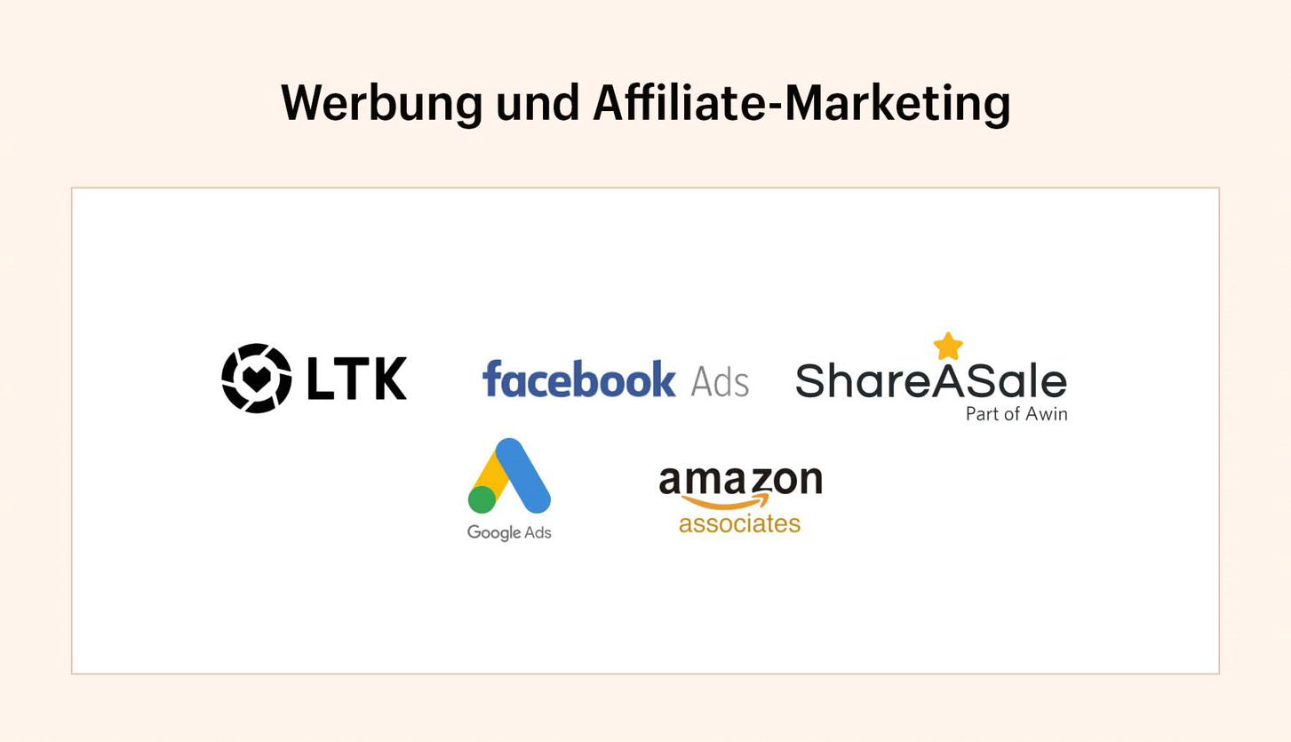 Übersicht über  Ebene für Werbung und Affiliate-Marketing des Tech-Stacks für kreative Content-Ersteller