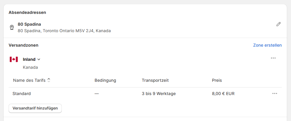 Shopify-Shop erstellen: Versandzonen einrichten