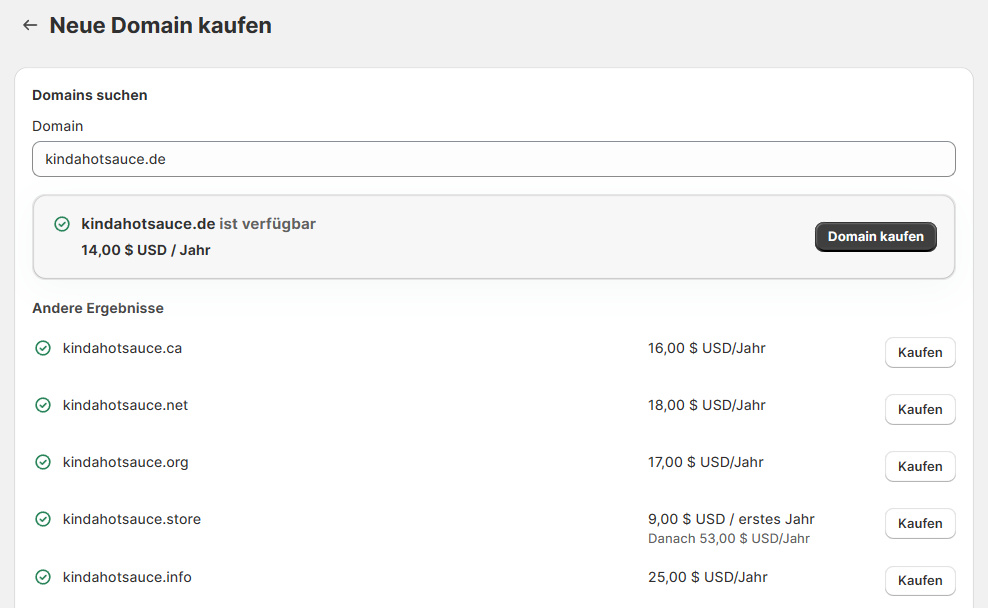 Shopify-Shop erstellen: Domain kaufen