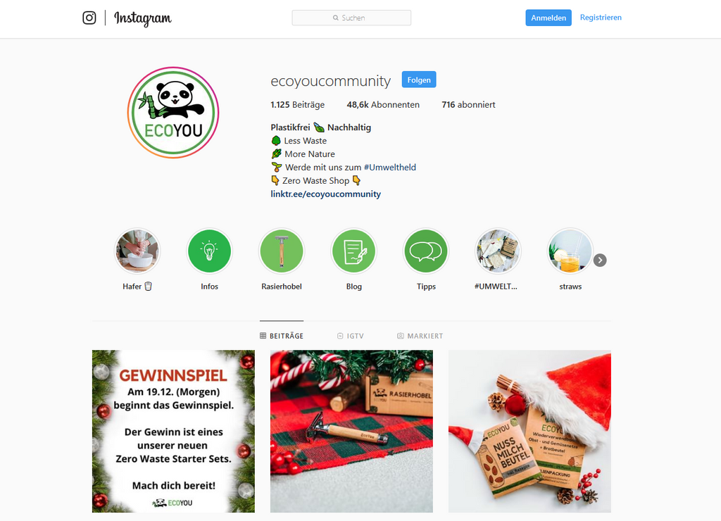 EcoYou Nachhaltig verkaufen via Instagram