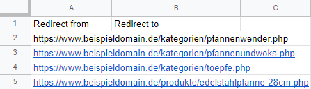 URL Weiterleitung Google Tabellen Schritt 3