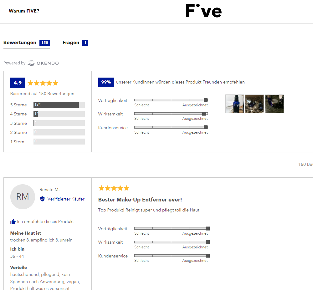 So integriert der Shopify-Shop Five Kundenbewertungen in Produktseiten