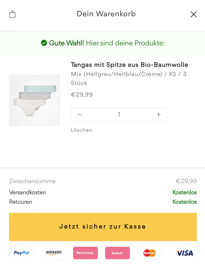 SNOCKS - Ein einfaches Design hilft bei der Warenkorb-Optimierung.