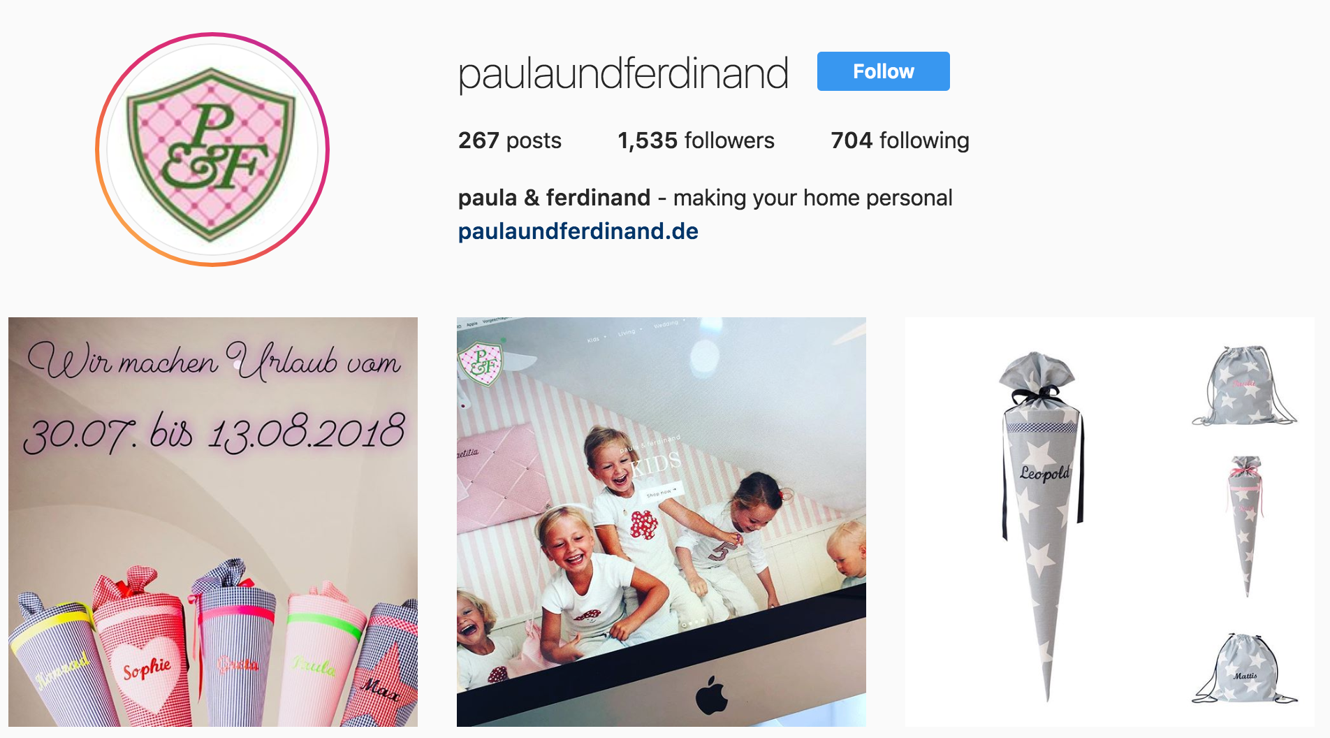 Paula & Ferdinand bei Instagram