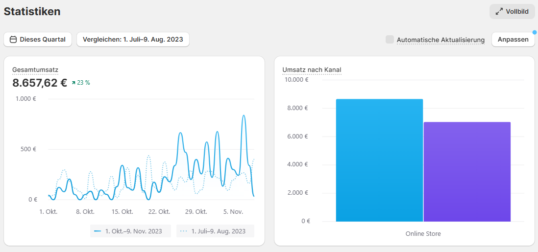 Shopify-Shop erstellen: Übersicht Dashboards