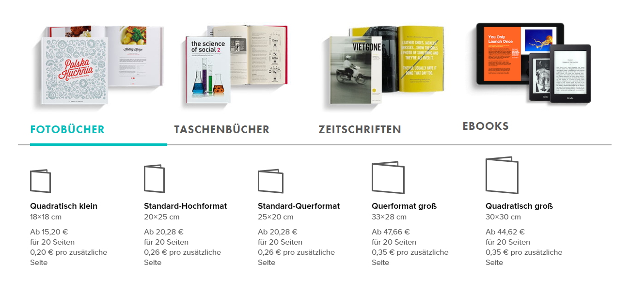 Zu sehen sind unterschiedliche Print-on-Demand Angebote für Bücher.
