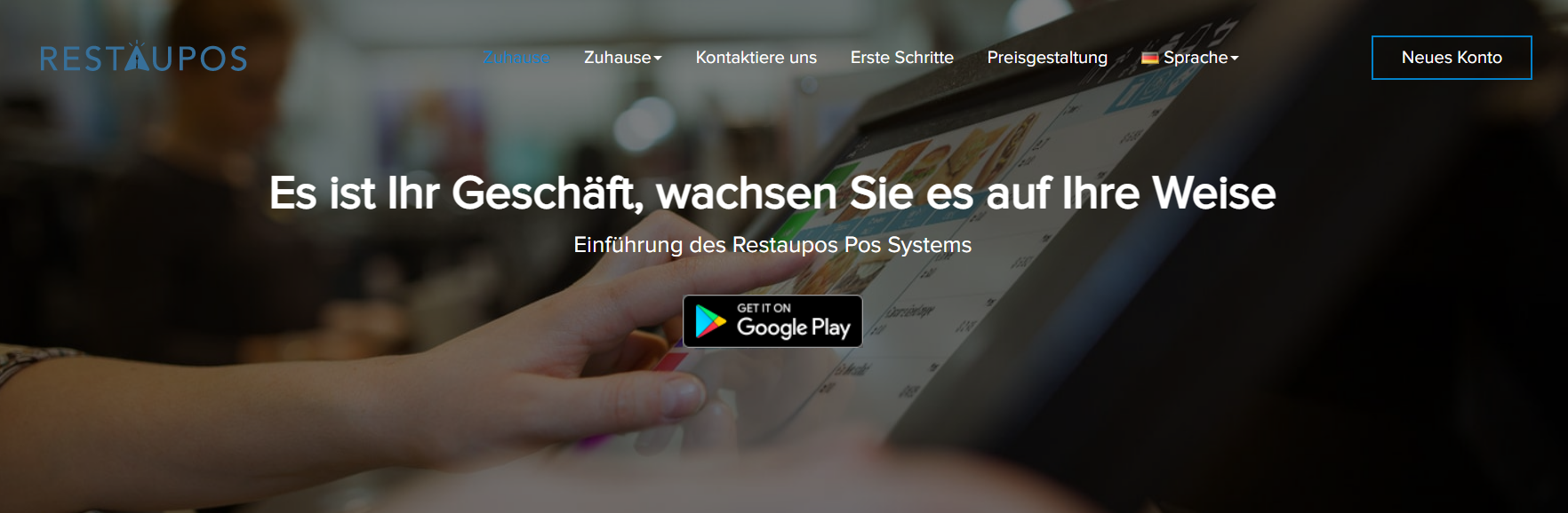 Die Website von RESTAUPOS, ein Android POS für die Gastronomie.