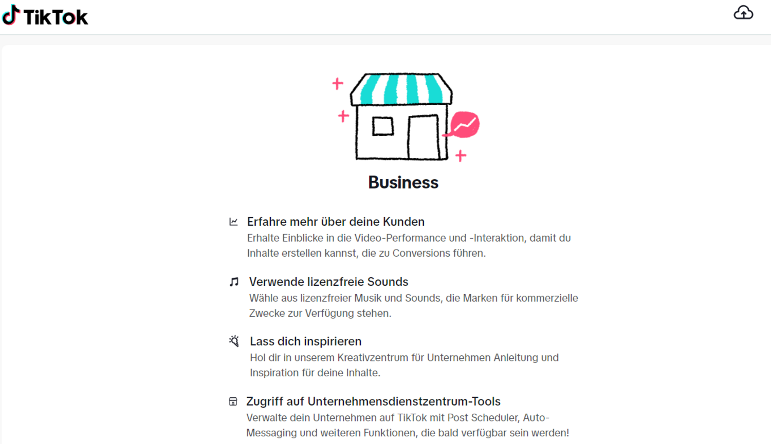 TikTok Geschäftskonto Konditionen