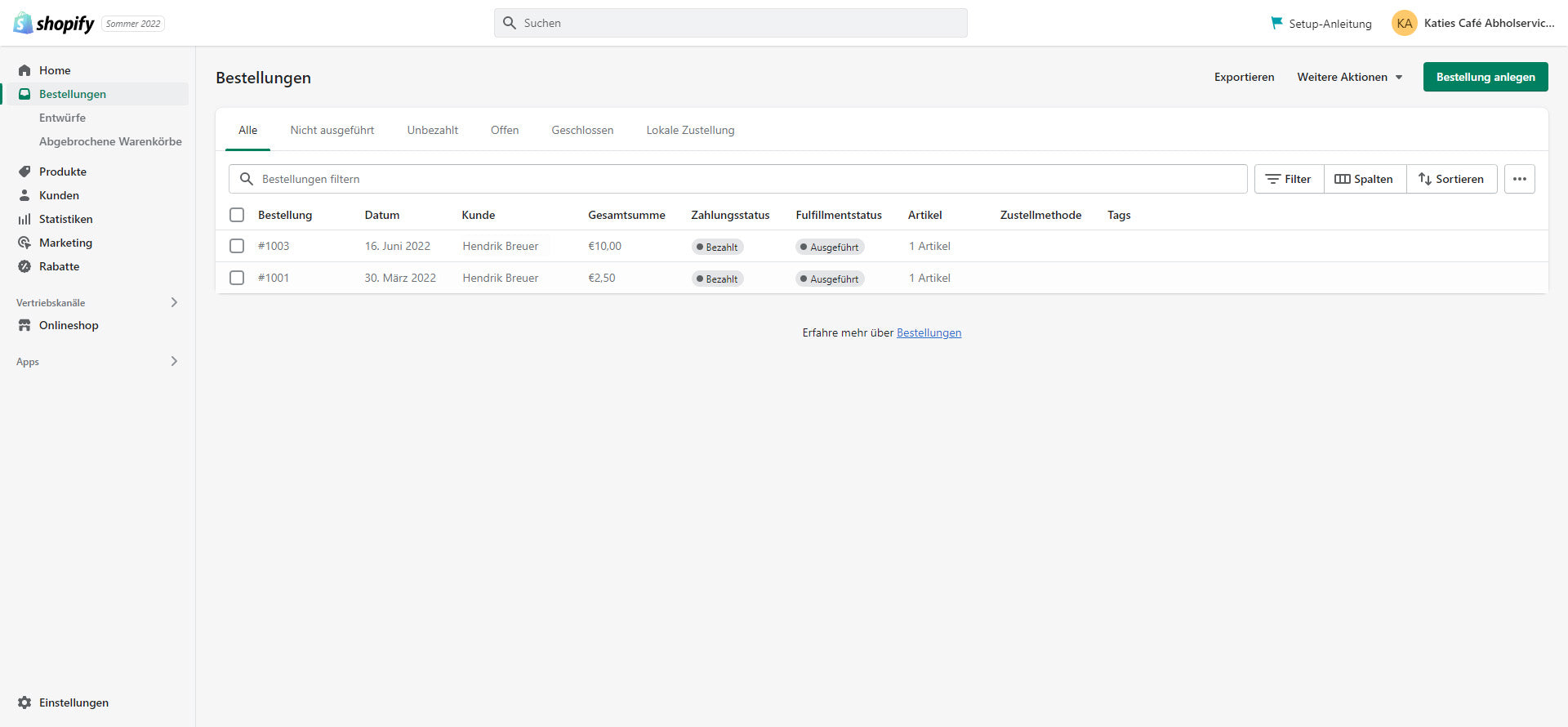 Alle Bestellungen Shopify einsehen, wenn du Gutscheine verkaufen willst