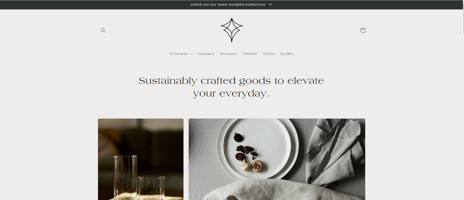 Gezeigt ist die Website-Demo des Shopify Themes Craft.