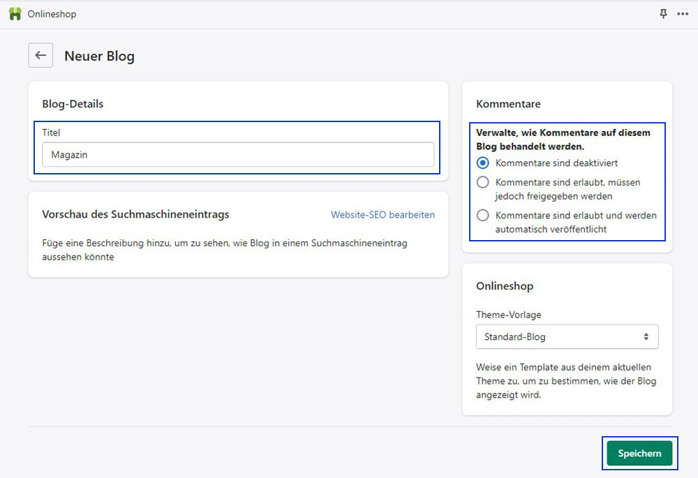 Einen eigenen Blog auf Shopify erstellen: Schritt 4
