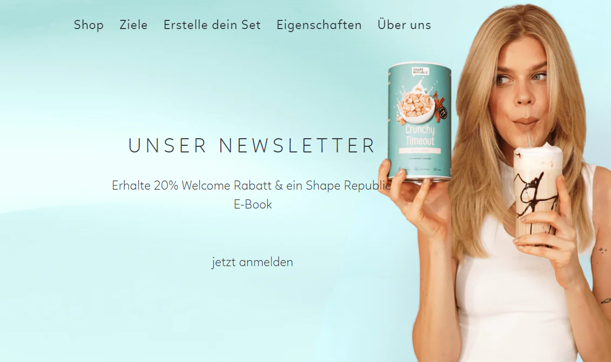 Anmeldung für den E-Mail-Marketing-Verteiler von Shape Republic.